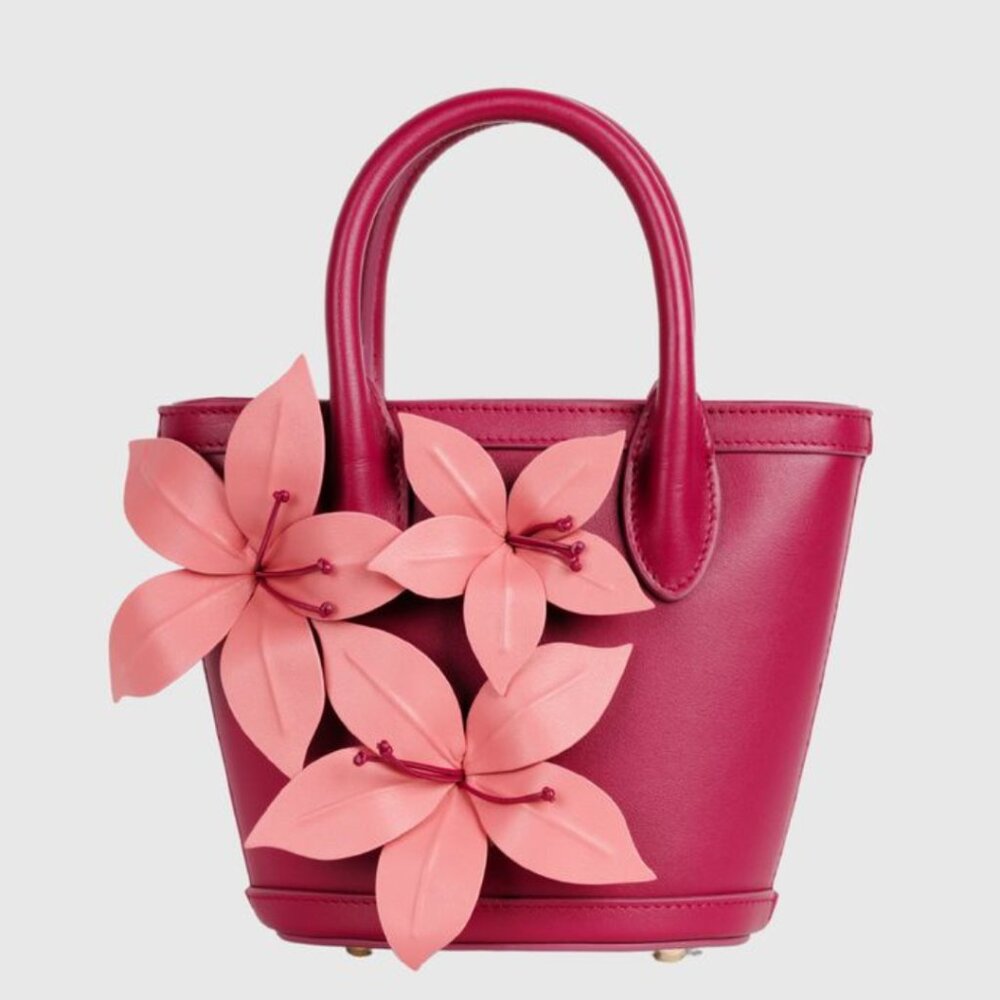 The Wolf Gang Berry Leather Flower bag - Picture 1 of 7